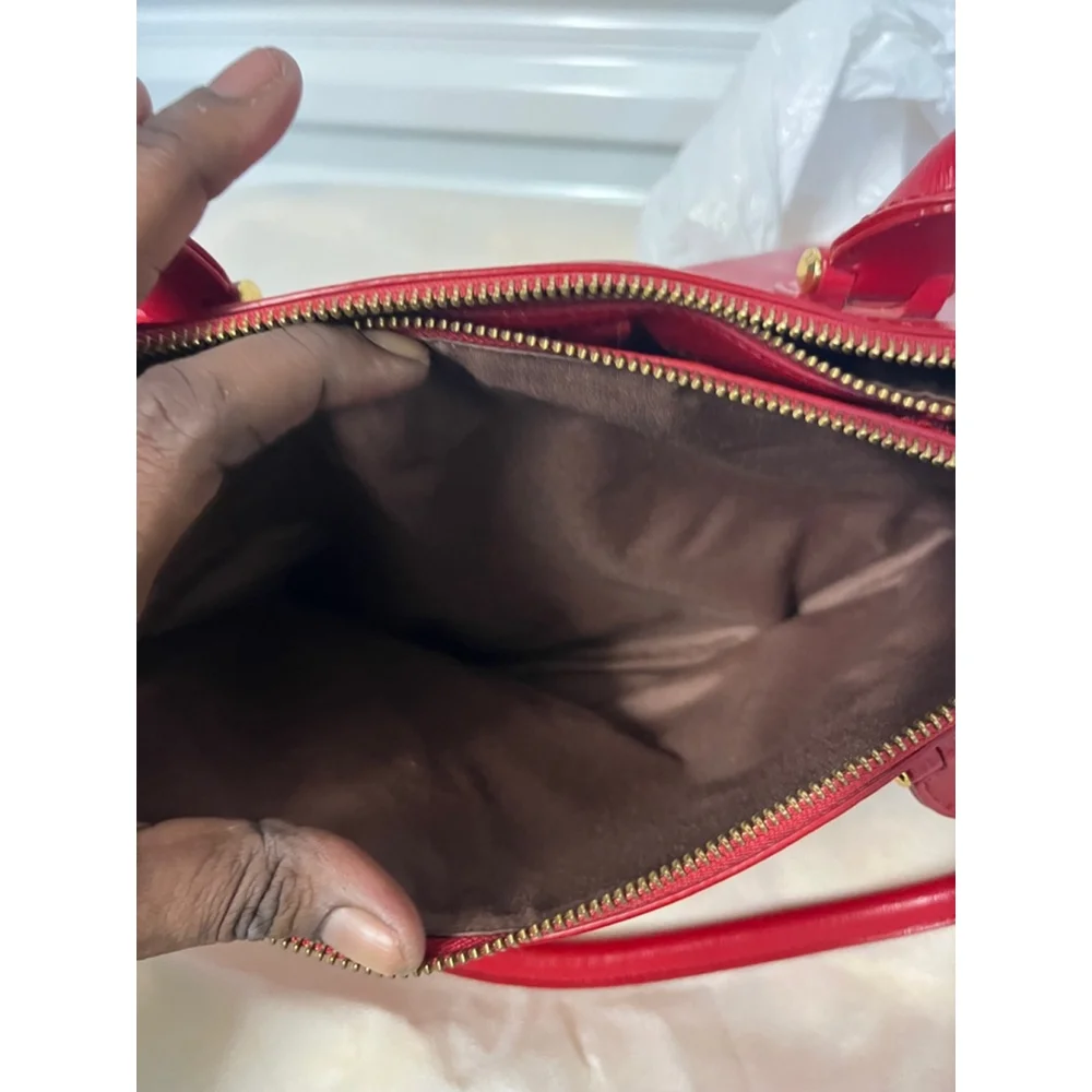 Lauren Ralph Lauren Newbury Red Leather Double Zip Satchel